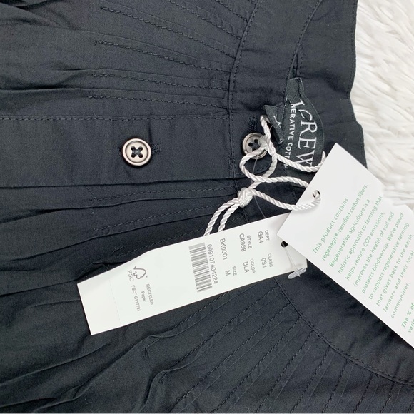 J Crew short sleeve Jolie dress in eyelet cotton poplin button front in black - Picture 9 of 11